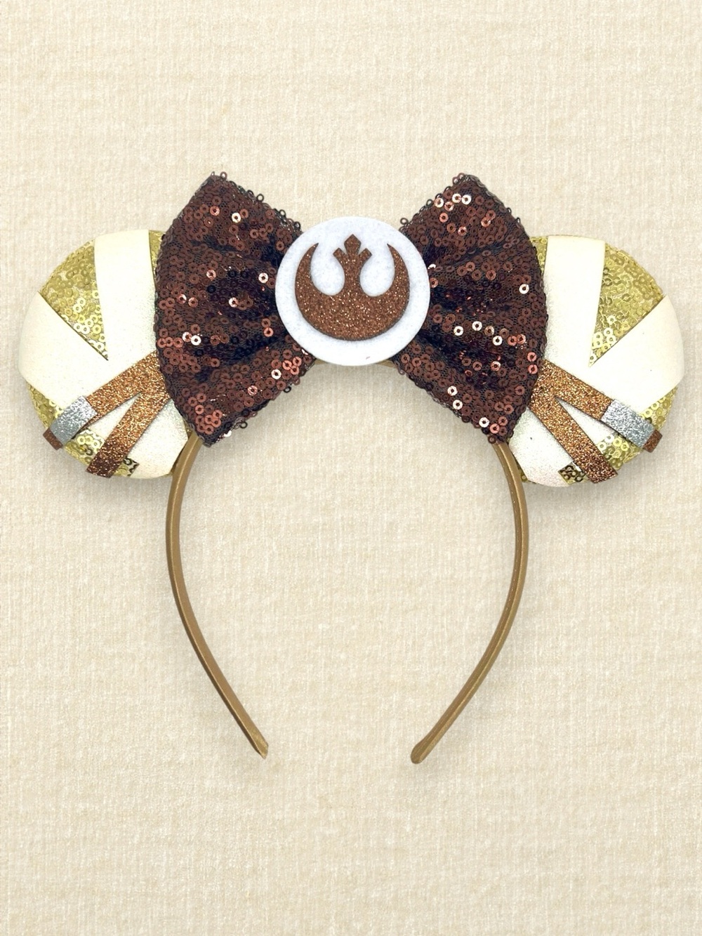 Gold Sequin Rey Skywalker Minnie Ears | Disney Star Wars-Inspired Mouse Ears